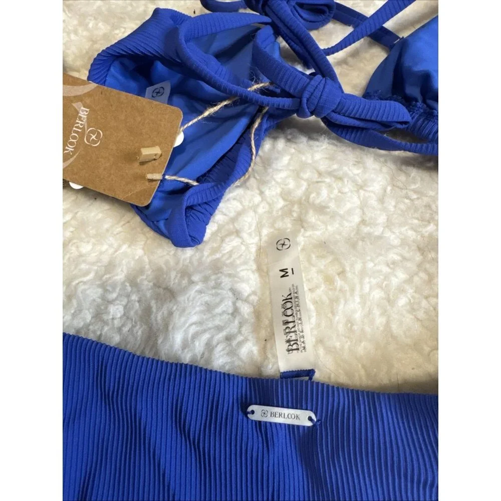 Berlook Two Piece Royal Blue String Bikini Swimsuit Size M Medium NWT NEW W Bag - Picture 14 of 16